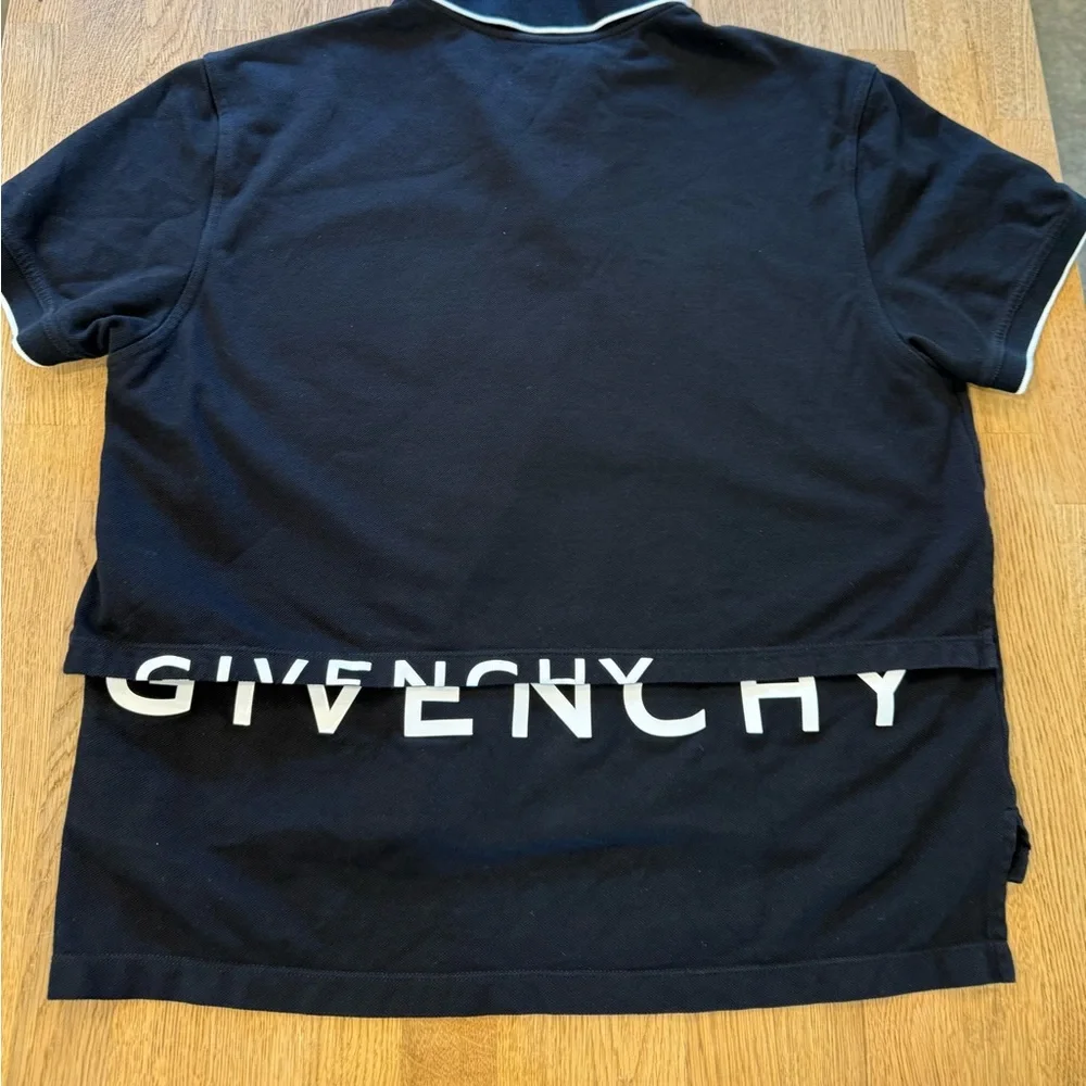 Authentic Givenchy Black Polo Shirt with White Accents - Picture 5 of 12
